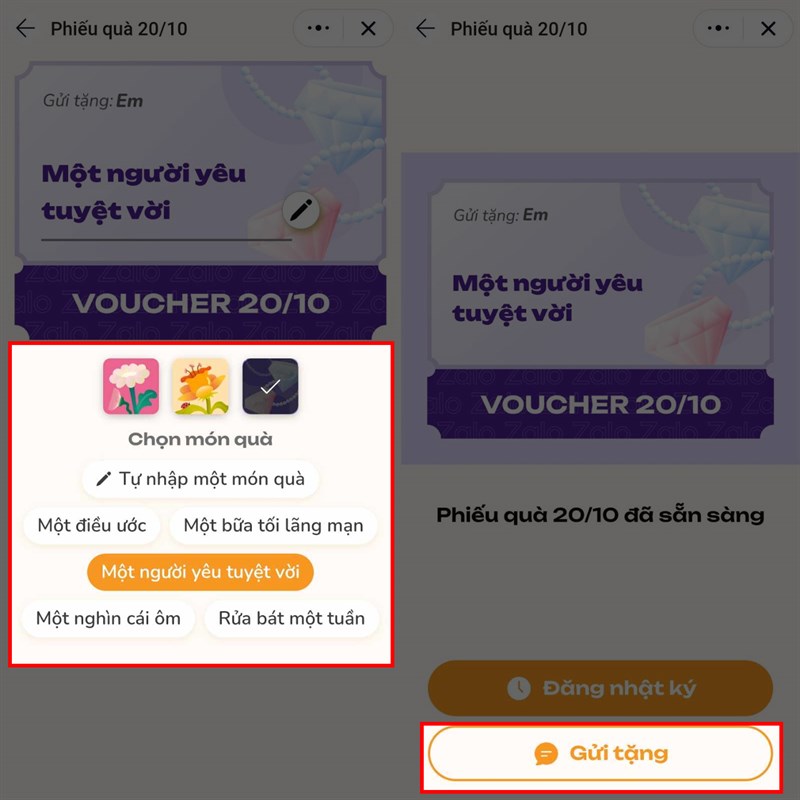 Cách gửi thiệp 20/10 trên Zalo