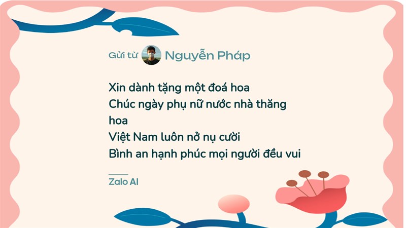 Cách gửi lời chúc, thiệp 20/10 trên Zalo