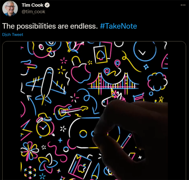 Tweet úp mở về sản phẩm mới được Tim Cook đăng tải Tweet úp mở về sản phẩm mới được Tim Cook đăng tải