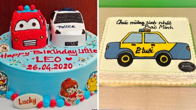 Bánh sinh nhật ô tô cảnh sát đẹp mắt