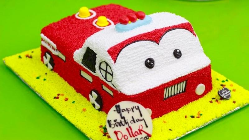 Bánh sinh nhật ô tô cứu hỏa 3D