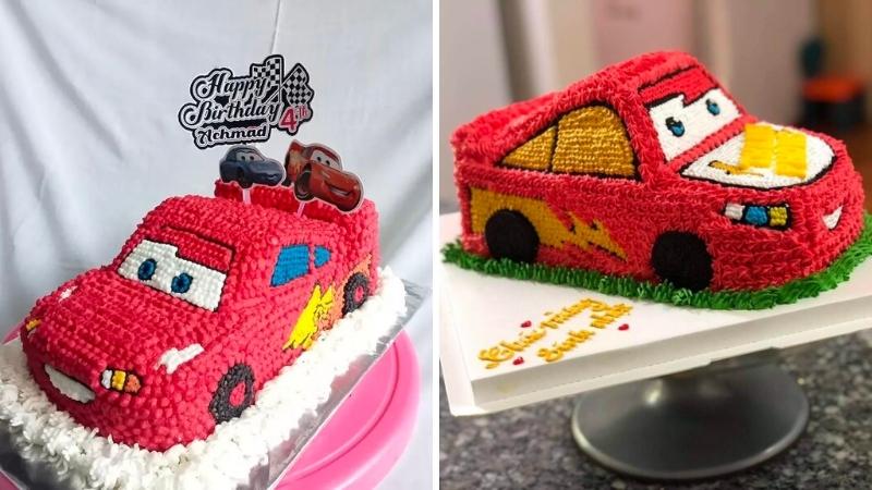 Bánh sinh nhật ô tô McQueen 3D đẹp mắt