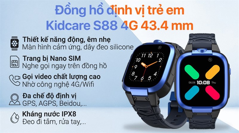 Đồng hồ trẻ em Kidcare S88 lên kệ độc quyền TGDĐ, kèm quà tặng 350K