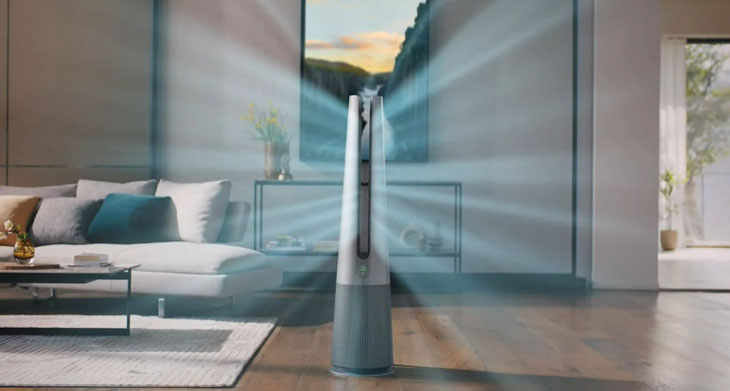 Máy lọc không khí LG PuriCare AeroTower màu be 50W vận hành với độ ồn chỉ khoảng 53 dB Máy lọc không khí LG PuriCare AeroTower màu bạc 50W vận hành với độ ồn chỉ khoảng 53 dB