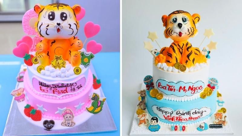 Bánh sinh nhật con hổ 2 tầng dễ thương