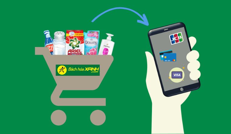 Cách thanh toán đơn hàng Bách hóa XANH online bằng thẻ Visa, Master, JCB