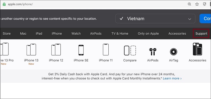 Chọn tiếp Support