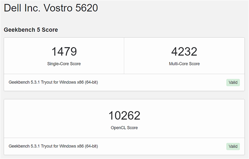 Điểm GeekBench 5 trên Dell Vostro 5620. Điểm GeekBench 5 trên Dell Vostro 5620.