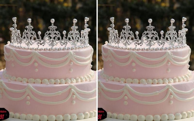 Bánh sinh nhật vương miện màu hồng cổ điển