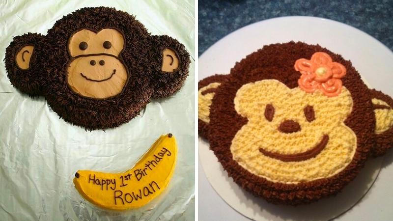 Bánh sinh nhật con khỉ ngộ nghĩnh đẹp mắt