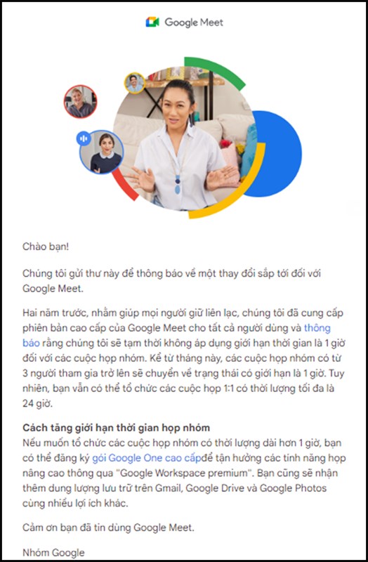 Google Meet ngừng hỗ trợ miễn phí cho người dùng
