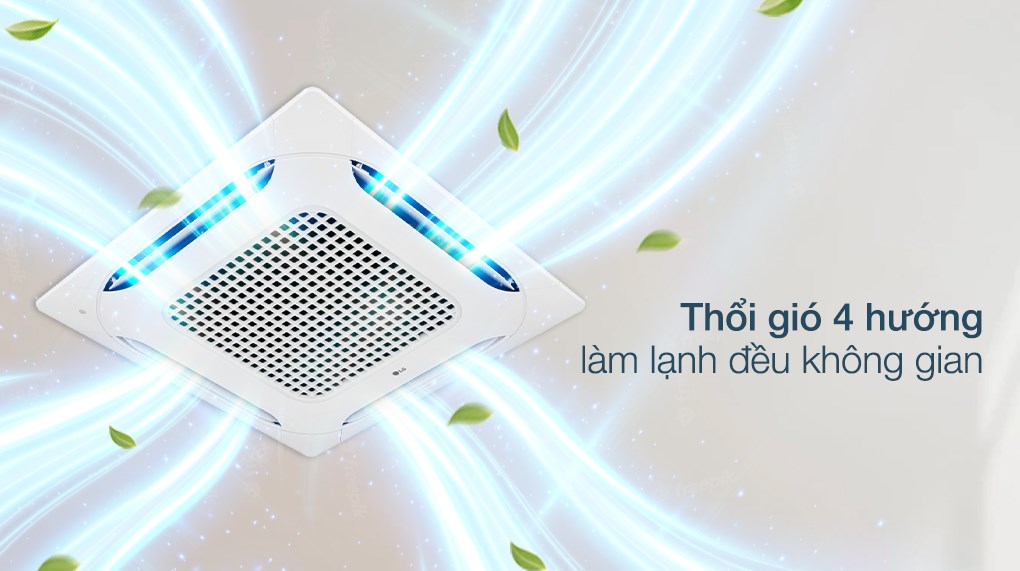 Máy lạnh âm trần LG Inverter 2.5 HP ATNQ24GPLE7 giúp thổi gió 4 hướng làm lạnh đều không gian