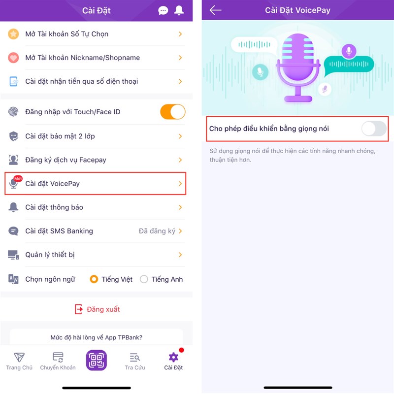 Cách chuyển tiền bằng giọng nói