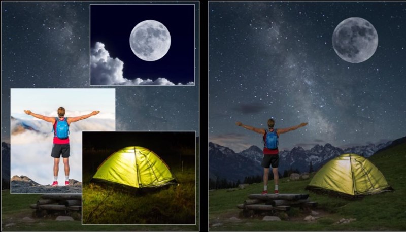 AI sẽ giúp bạn ghép các bức ảnh lại với nhau và tự động điều chỉnh tỷ lệ cũng như độ sáng