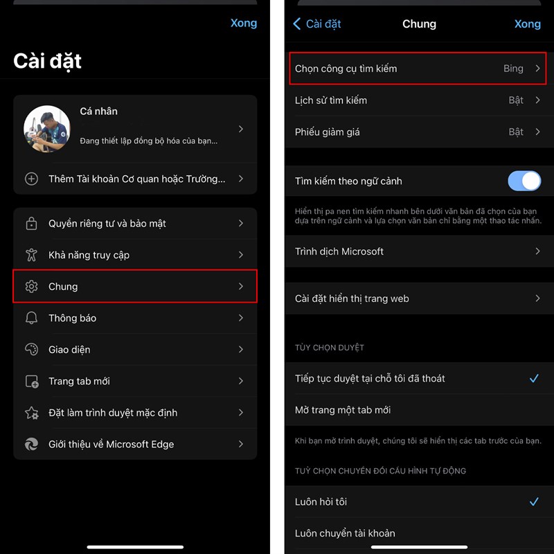 Cách cài Google làm công cụ tìm kiếm trên Edge iOS Cách cài Google làm công cụ tìm kiếm trên Edge iOS