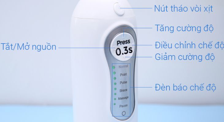 Máy tăm nước Halio Professional Cordless Oral Irrigator giúp điều chỉnh tốc độ nước khi sử dụng