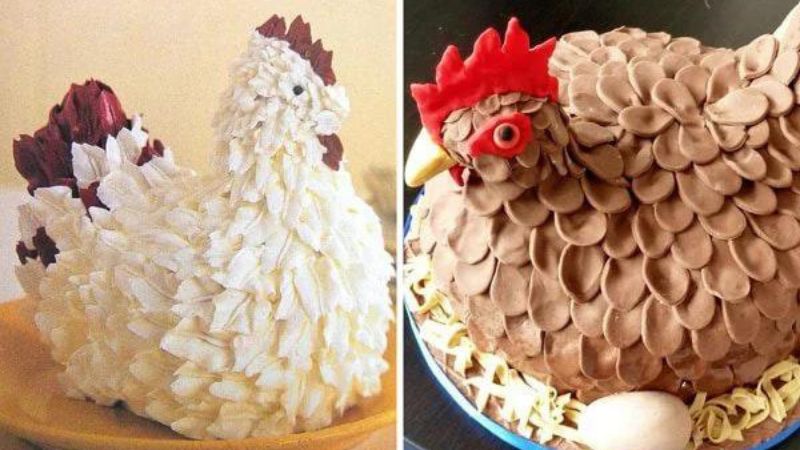 Bánh sinh nhật con gà mái cầu kỳ