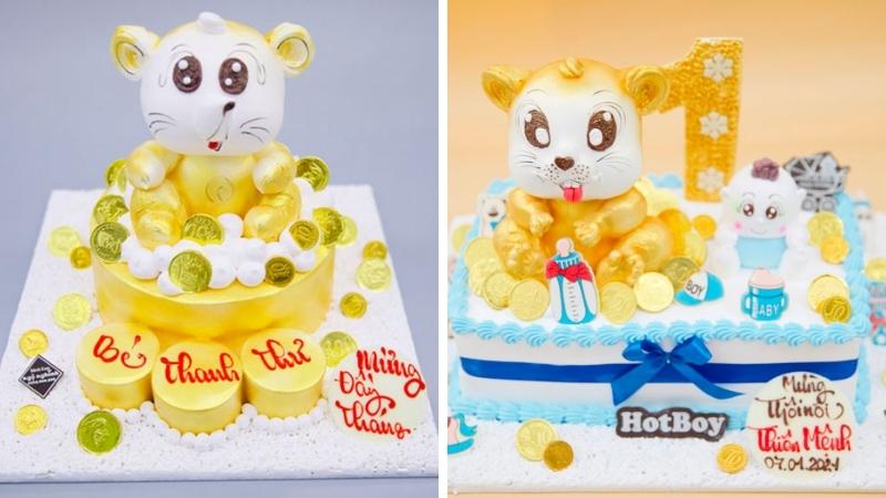 PK671 - BÁNH SINH NHẬT TRANG TRÍ CHUỘT MINNIE TONE HỒNG DỄ THƯƠNG DÀNH CHO  CÁC BÉ GÁI TUỔI CHUỘT, TUỔI TÍ