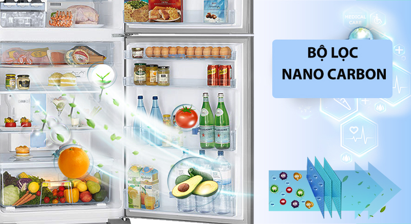 Tủ lạnh LG Inverter 649 Lít GR-B257WB khử mùi hôi hiệu quả nhờ bộ lọc Nano Carbon