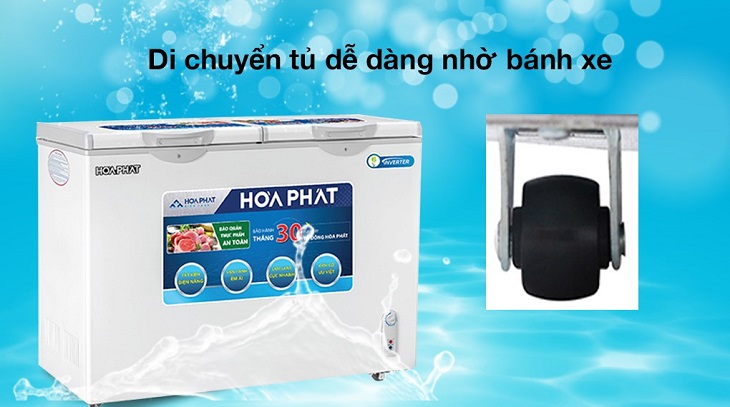  Tủ đông Hòa Phát 271 lít HCFI 656S2Đ2 được trang bị bánh xe giúp dễ dàng di chuyển
