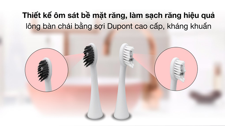 Bàn chải điện Halio Sonic Whitening Electric Toothbrush có đầu bàn chải bằng sợi Dupont cao cấp, kháng khuẩn giúp làm sạch răng hiệu quả