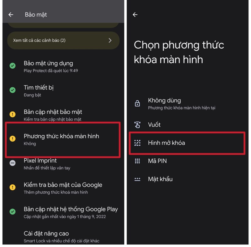 Cách đặt phương thức khóa màn hình trên Google Pixel