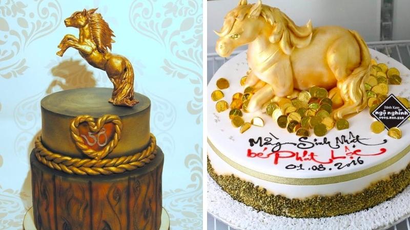 Bánh sinh nhật con ngựa vàng