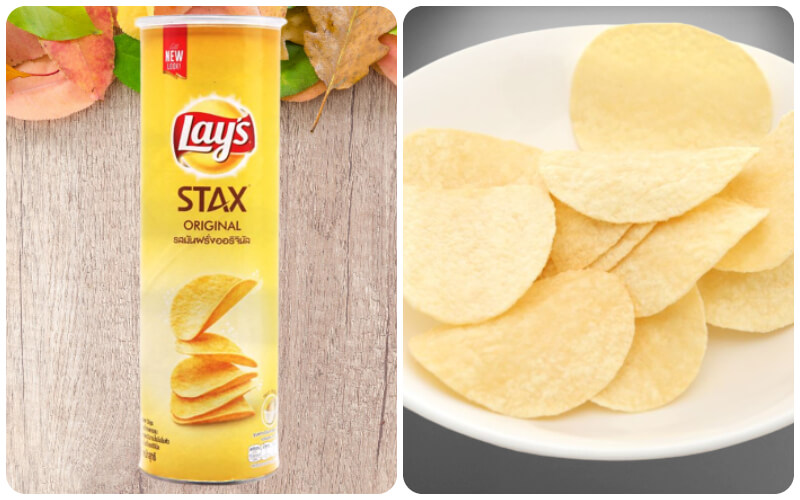 Lay's Stax Thái vị tự nhiên có thiết kế dạng ống tiện lợi với tông màu vàng cam bắt mắt