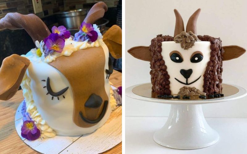 Funny goat birthday cake