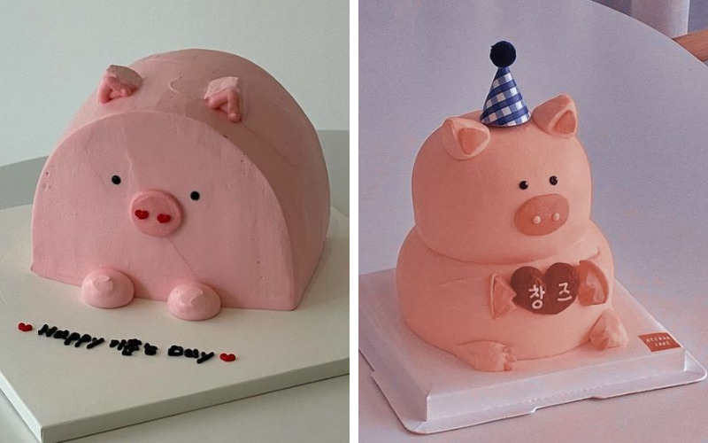 Cute pig birthday cake for boys