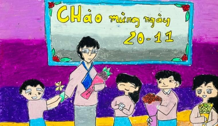 Cách vẽ tranh đề tài ngày 20/11 tặng thầy cô đơn giản mà đẹp