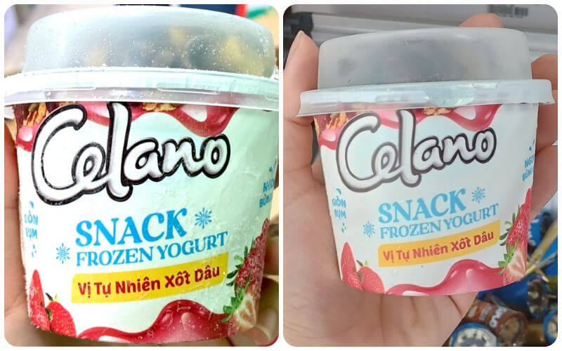 Kem Celano Snack Frozen Yogurt vị tự nhiên xốt dâu