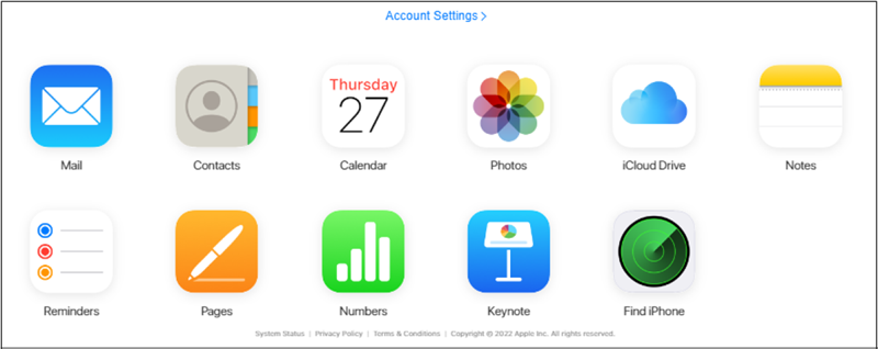 Giao diện iCloud hiện tại Giao diện iCloud hiện tại