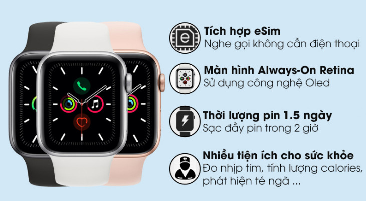 Apple Watch S5 40mm viền nhôm dây cao su