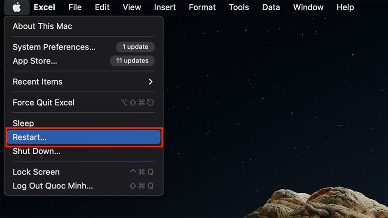 Khởi động lại máy mac