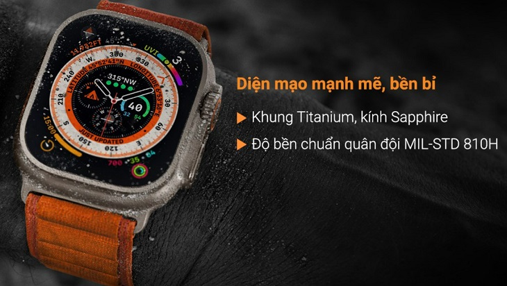 Đồng hồ thông minh Apple Watch Ultra LTE 49mm dây cao su có kiểu thiết mạnh mẽ, trọng lượng khoảng 61.3gr