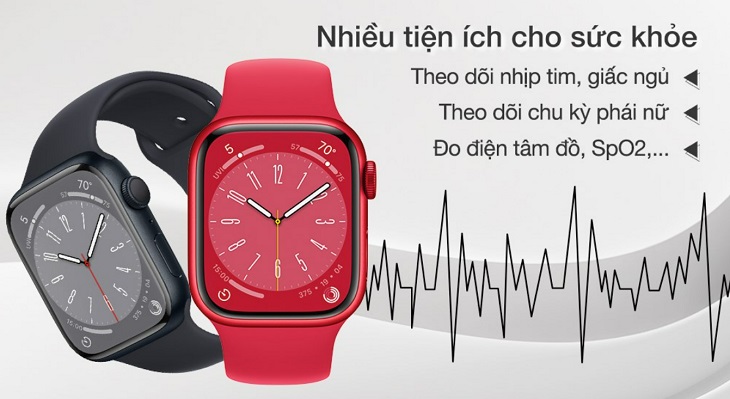 Đồng hồ thông minh Apple Watch S8 GPS 41mm trang bị nhiều tính năng sức khỏe từ cơ bản đến chuyên nghiệp