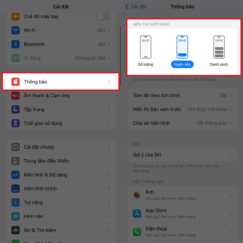 Cách thay đổi kiểu thông báo trên iPhone 14