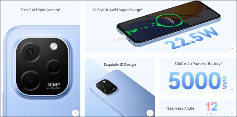 Thông số kỹ thuật của Huawei Nova Y61 được hãng công bố