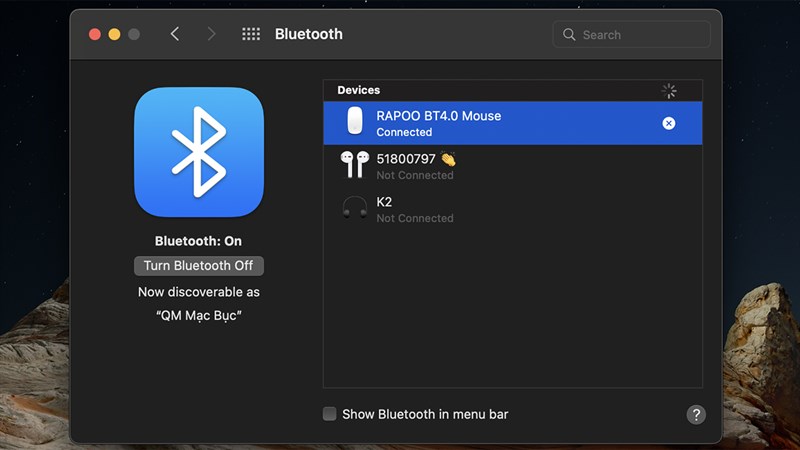 ngắt kết nối bluetooth