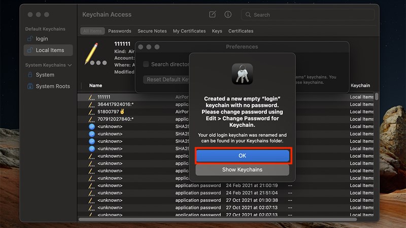 cách sửa lỗi Keychain Password khi mở ứng dụng trên macbook bước 5