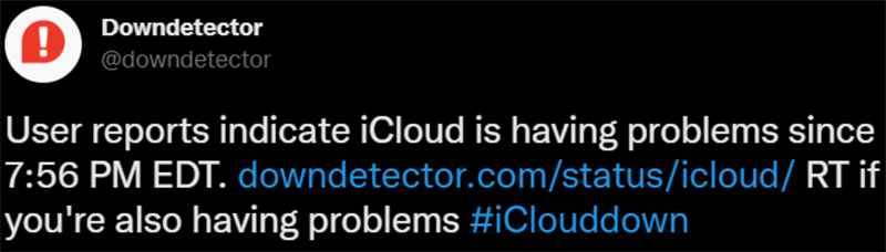 DownDetector cho biết dịch vụ iCloud sập vào sáng nay DownDetector cho biết dịch vụ iCloud sập vào sáng nay