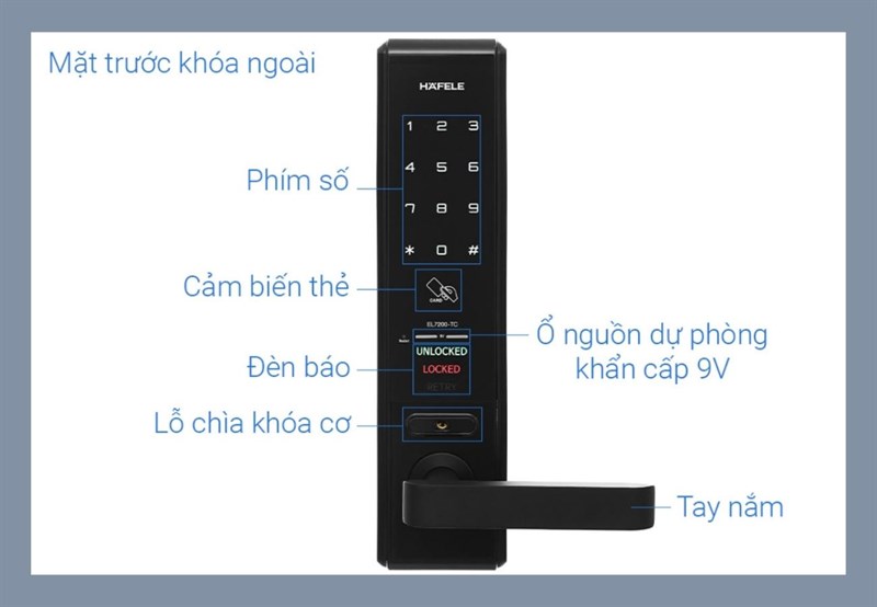 Khóa điện tử Hafele EL7200 thân khóa nhỏ Khóa điện tử Hafele EL7200 thân khóa nhỏ