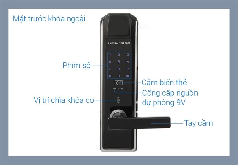 Khóa điện tử Hyundai HDL-5200SK 1 chốt khóa Đen - KG Khóa điện tử Hyundai HDL-5200SK 1 chốt khóa Đen - KG