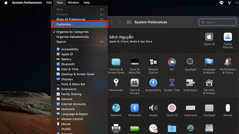 tuỳ chọn system preferences