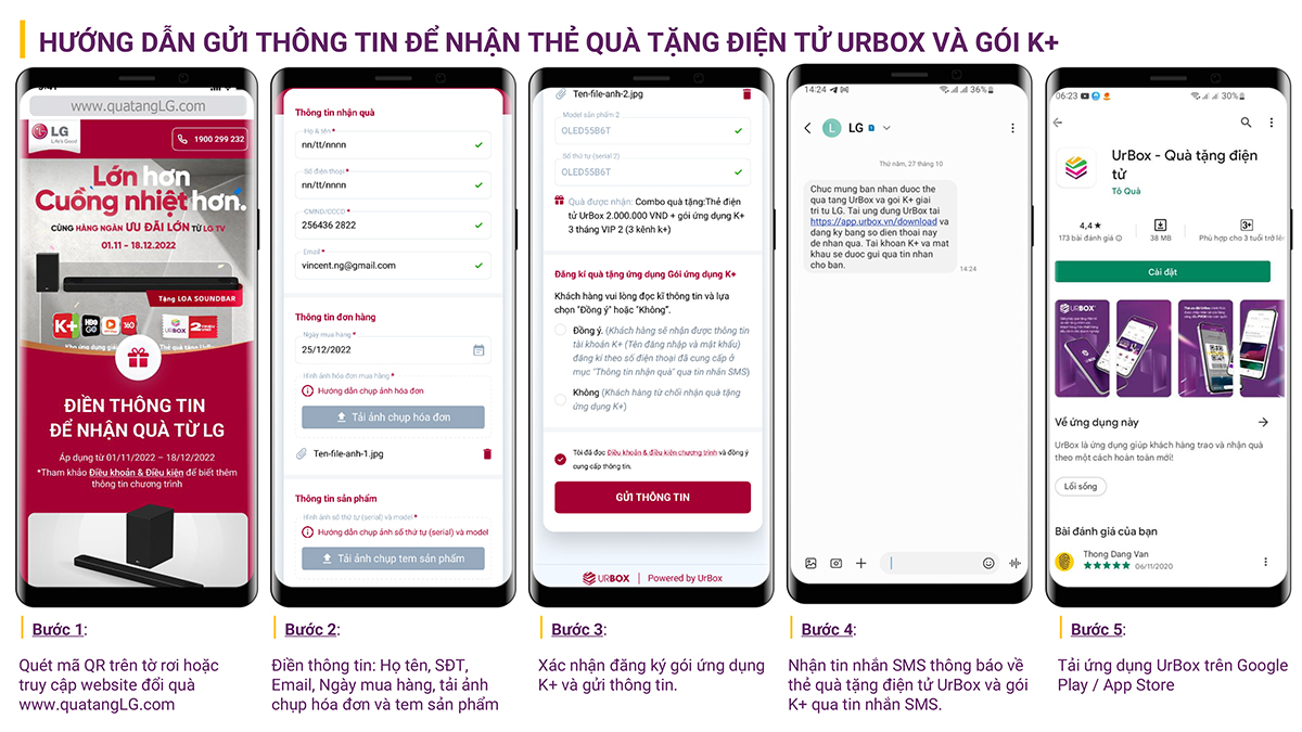 HƯỚNG DẪN GỬI THÔNG TIN NHẬN QUÀ TẶNG CỦA LG