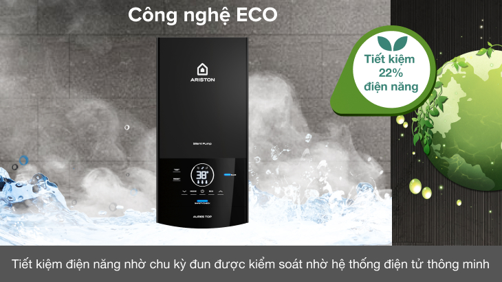 Máy nước nóng trực tiếp Ariston 4500W AURES TOP 4.5P - Chế độ ECO Máy nước nóng trực tiếp Ariston 4500W AURES TOP 4.5P - Chế độ ECO