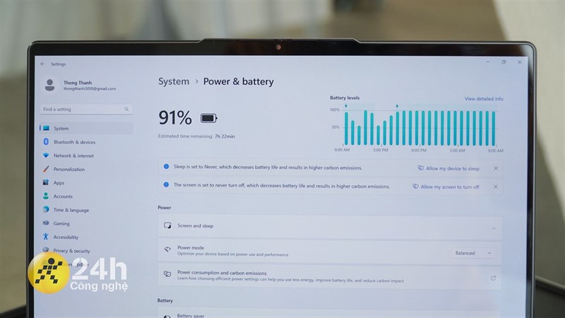 Trong cả hai trường hợp thì thời lượng pin mà Lenovo Yoga Slim 7 14IAL7 đạt được đều rất tốt. Trong cả hai trường hợp thì thời lượng pin mà Lenovo Yoga Slim 7 14IAL7 đạt được đều rất tốt.