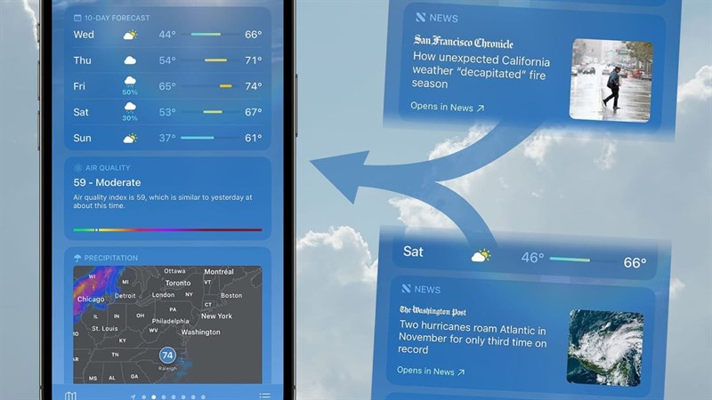 Táo khuyết có lẽ muốn ứng dụng Thời tiết trở nên có ích hơn với người dùng