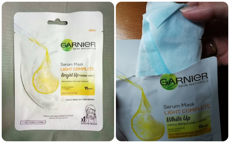 Mặt nạ serum White Up Garnier sáng da có bao bì thiết kế tinh tế, gọn gàng